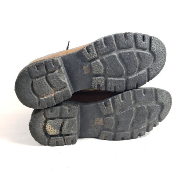 Youth Lace-Up Ankle Boots With Rugged Rubber Sole Size 5.5 D Brown Leather - Picture 8 of 9